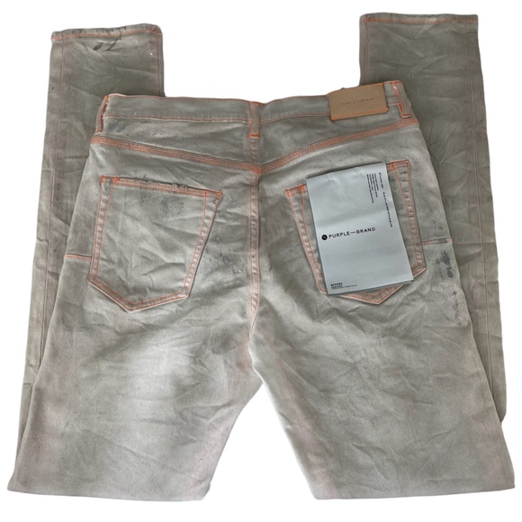 Purple Brand P001 White Neon Stitch Orange Jeans NWT Sz 34 - Picture 3 of 15